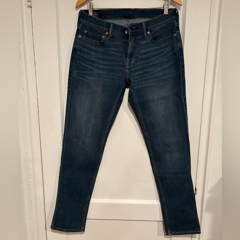 Abercrombie & Fitch Rustin Athletic Skinny Dark Blue Ankle Jeans 30x32